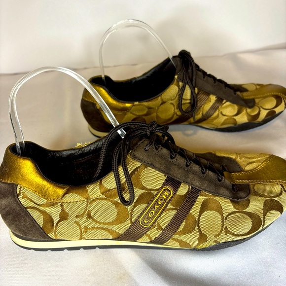 Coach Womens' Brown Lace Up Sneakers with Logo Katelyn Size 10 M - Picture 1 of 7